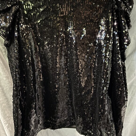 Women's Black Sequin Holiday Top Size Medium - Picture 2 of 4